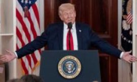 Trump tells business chiefs he needs ‘little bit of time’ as US economy shrinks
