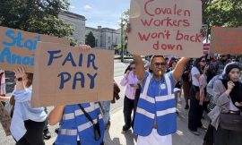 Covalen workers protest at Meta’s HQ in Dublin